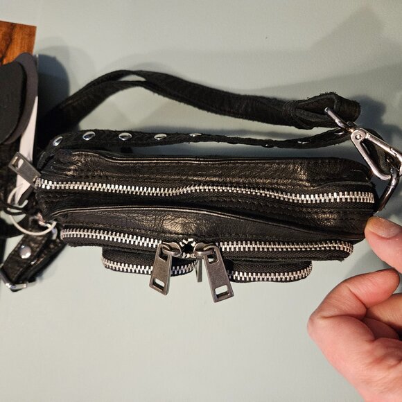 Nunoo | Helena Black Washed Leather Crossbody Mini Bag - Picture 7 of 16